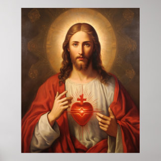 Póster Retrato del Corazón de Jesús