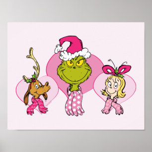 Póster Retrato del equipo Grinch de rosa en San Valentín