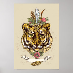 Póster Retrato del estilo de Boho del tigre