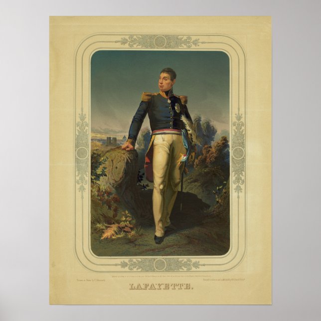 Póster Retrato del General Marqués de Lafayette de Franci (Frente)