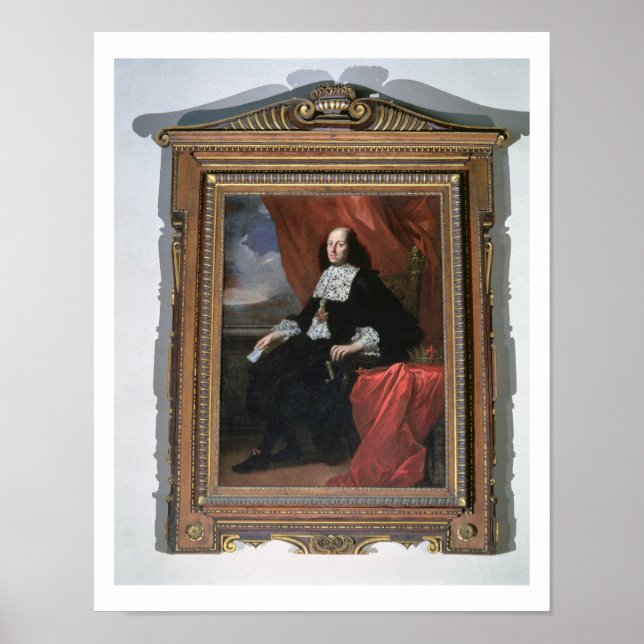 Póster Retrato del Gran Duque de Cosmo III (aceite en cañ (Frente)