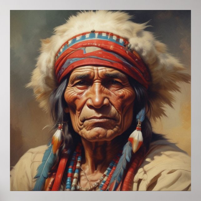Póster Retrato del jefe indio Geronimo guerrero (Frente)