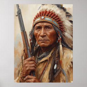 Póster Retrato del jefe indio Geronimo guerrero