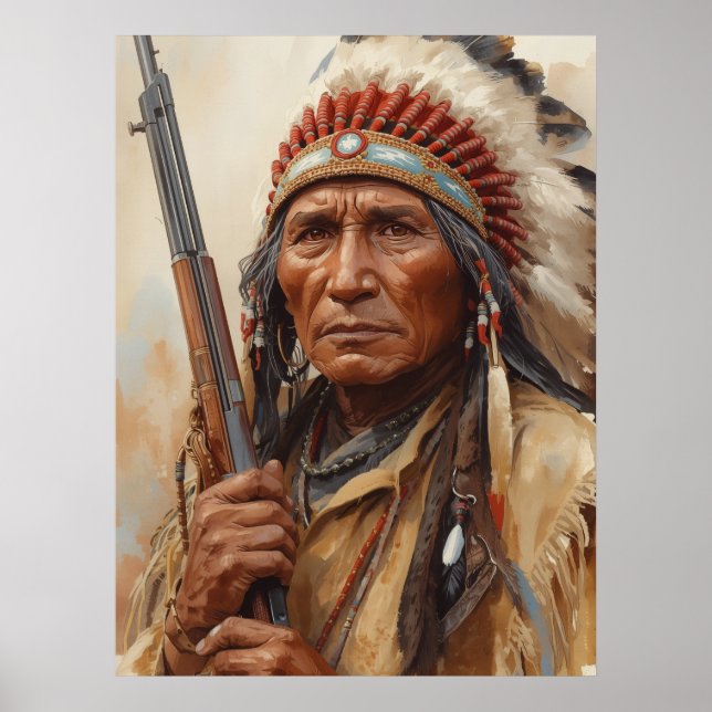 Póster Retrato del jefe indio Geronimo guerrero (Frente)