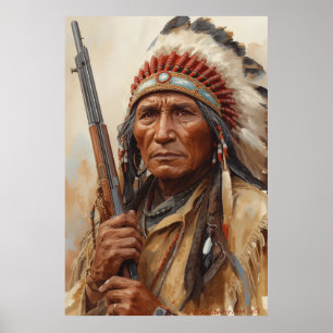 Póster Retrato del jefe indio Geronimo guerrero