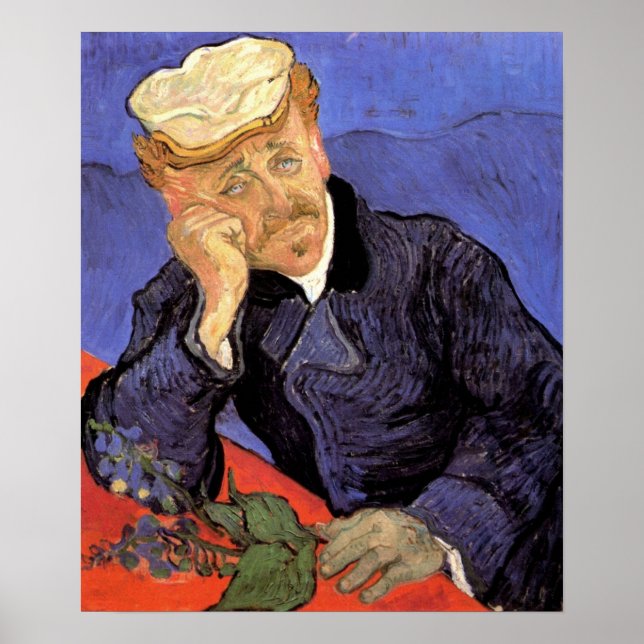 Póster Retrato del Médica Gachet por Vincent van Gogh (Frente)