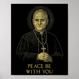 Póster Retrato del Papa Viejo Leo Xiv La Paz De La Cruz D