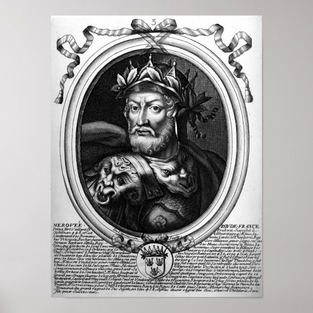 Póster Retrato del rey Merovech de los Francos de Salián (Frente)