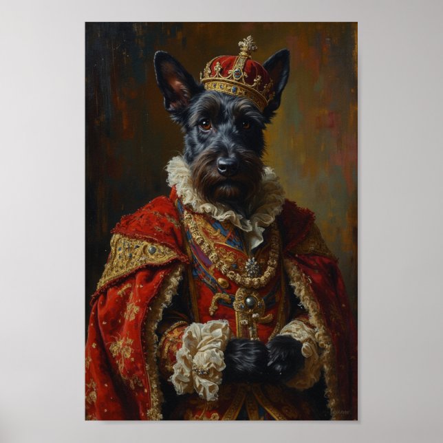Póster Retrato del Terrier Escocés Real (Frente)