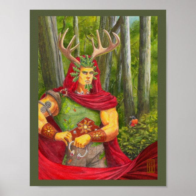 Póster Retrato detallado del rey del roble celta (Frente)