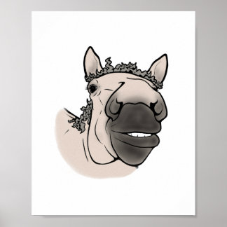 Póster Retrato divertido de caballo | Ecuestre caprichoso