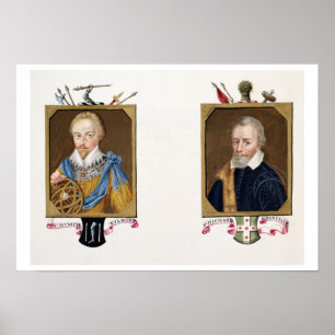 Póster Retrato doble de Sir Humphrey Gilbert (c.1539-83)