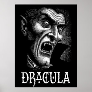 Póster Retrato Drácula Blanco y negro