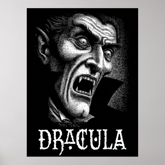 Póster Retrato Drácula Blanco y negro (Frente)