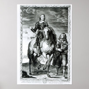Póster Retrato ecuestre de Oliver Cromwell