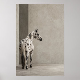Póster Retrato Ecuestre Minimalista de Caballo Blanco Man