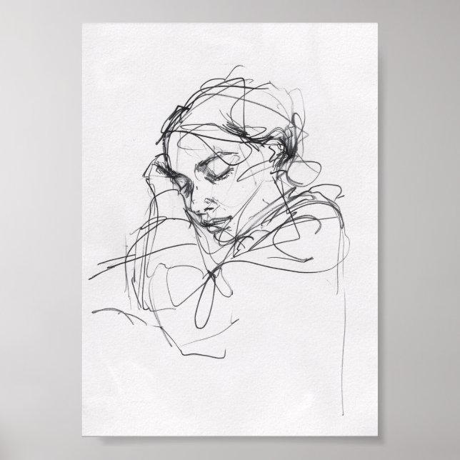 Póster Retrato elegante de mujer durmiente - Premium (Frente)