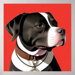 Póster Retrato elegante de un perro blanco y negro