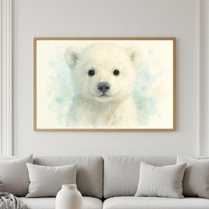 Póster Retrato en acuarela de adorable cachorro de oso po