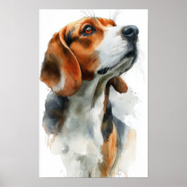 Póster Retrato en acuarela de Beagle