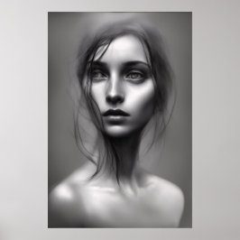 Póster Retrato en blanco y negro de la mujer poster impri