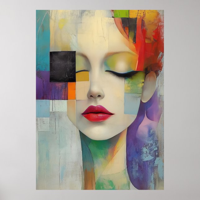 Póster Retrato en el surrealismo de bloques de color (Frente)