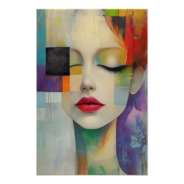 Póster Retrato en el surrealismo de bloques de color (Anverso)