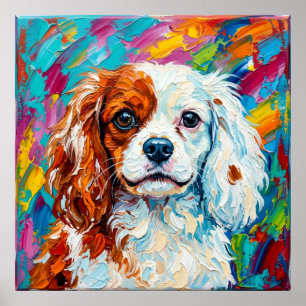 Póster Retrato en Impasto del Cavalier King Charles Spani