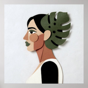 Póster Retrato en papel cortado a mano en el bosque