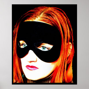 Póster retrato enmascarado mujer poster de belleza vintag