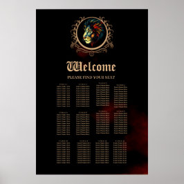 Póster Retrato estilizado de cabeza de león en marco de M