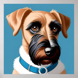 Póster Retrato estilizado de un perro aterrador