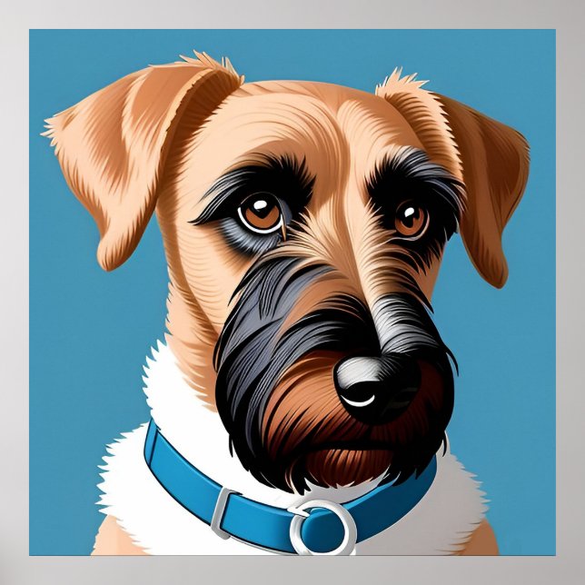 Póster Retrato estilizado de un perro aterrador (Frente)