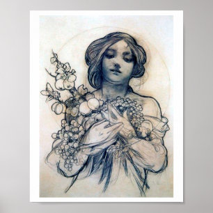 Póster Retrato (estudio), Alphonse Mucha