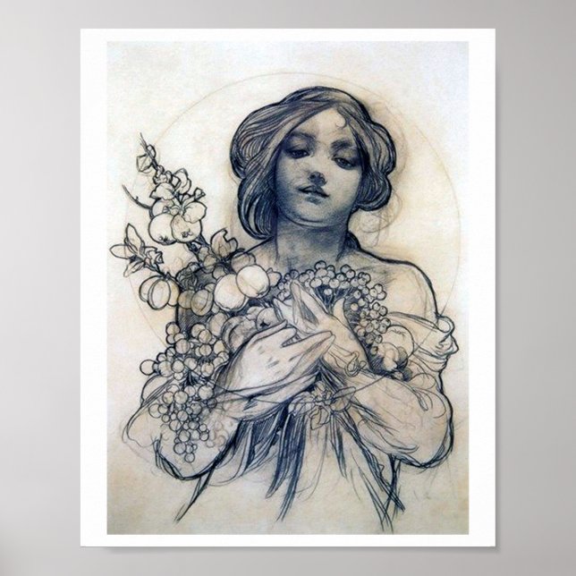 Póster Retrato (estudio), Alphonse Mucha (Frente)