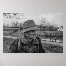 Póster Retrato europeo de un hombre en blanco y negro de