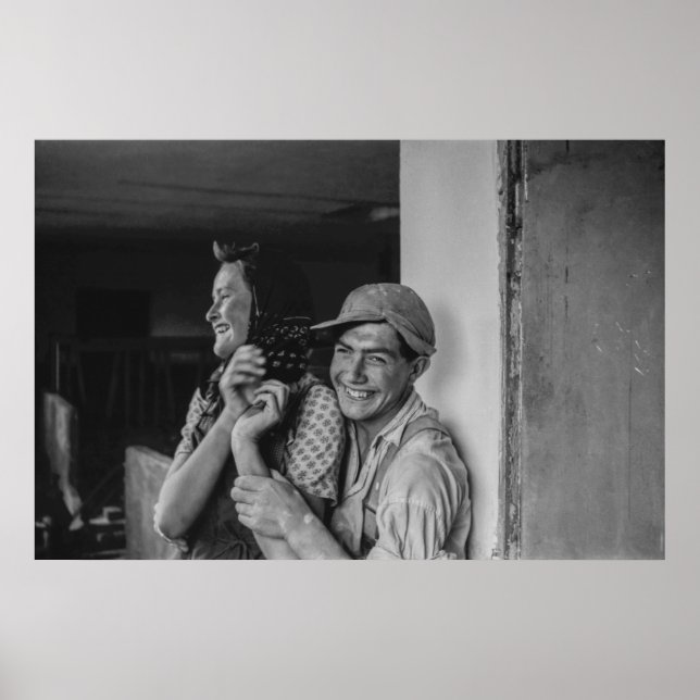 Póster Retrato europeo negro y blanco de 1968 de un joven (Frente)