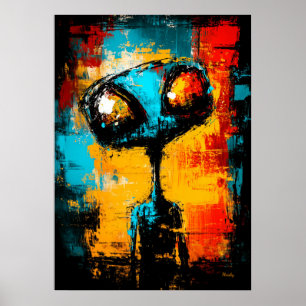 Póster Retrato expresionista contemporáneo alienígena abs