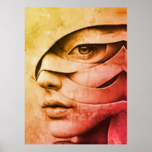 Póster Retrato Femenino Abstracto Contemporáneo