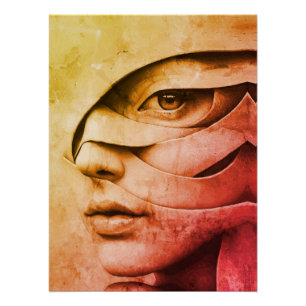 Póster Retrato Femenino Abstracto Contemporáneo