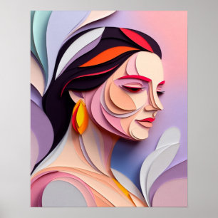 Póster Retrato Femenino Abstracto de Gracia en Capas