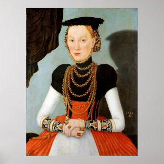 Póster Retrato femenino - Cranach the Younger - c1564
