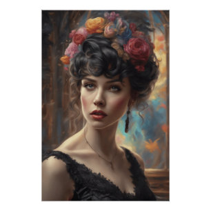 Póster Retrato femenino de arte de IA intemporal