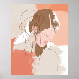 Póster Retrato femenino de contorno pintado
