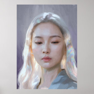 Póster Retrato femenino tranquilo y sereno