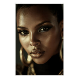 Póster Retrato Fiero Melanina Resplandor Dorado