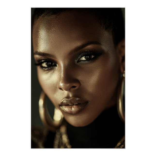 Póster Retrato Fiero Melanina Resplandor Dorado (Anverso)