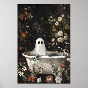 Póster Retrato floral de bañera fantasma, Dark Academia