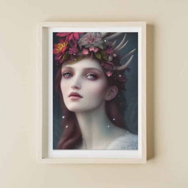 Póster Retrato floral de diosa de invierno (Subido por el creador)