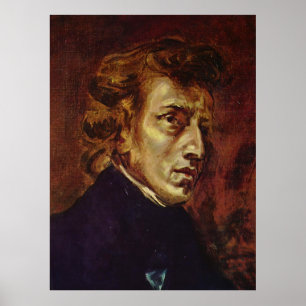Póster Retrato Frederic Chopin de Eugene Delacroix